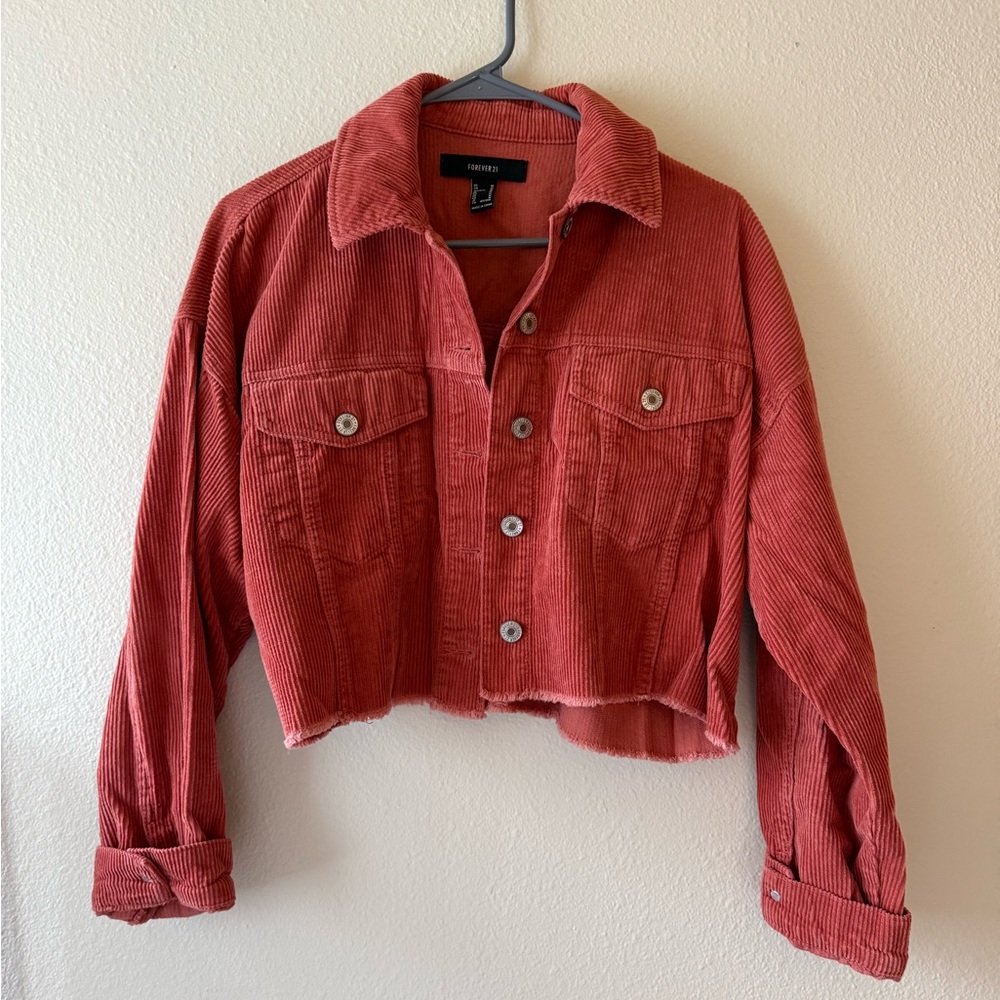 Forever 21 Terracotta Corduroy Cropped Jacket